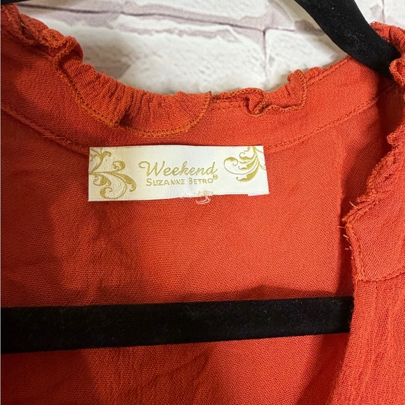 Suzanne Betro Rust‎ Embroidered Blouse - Picture 4 of 8